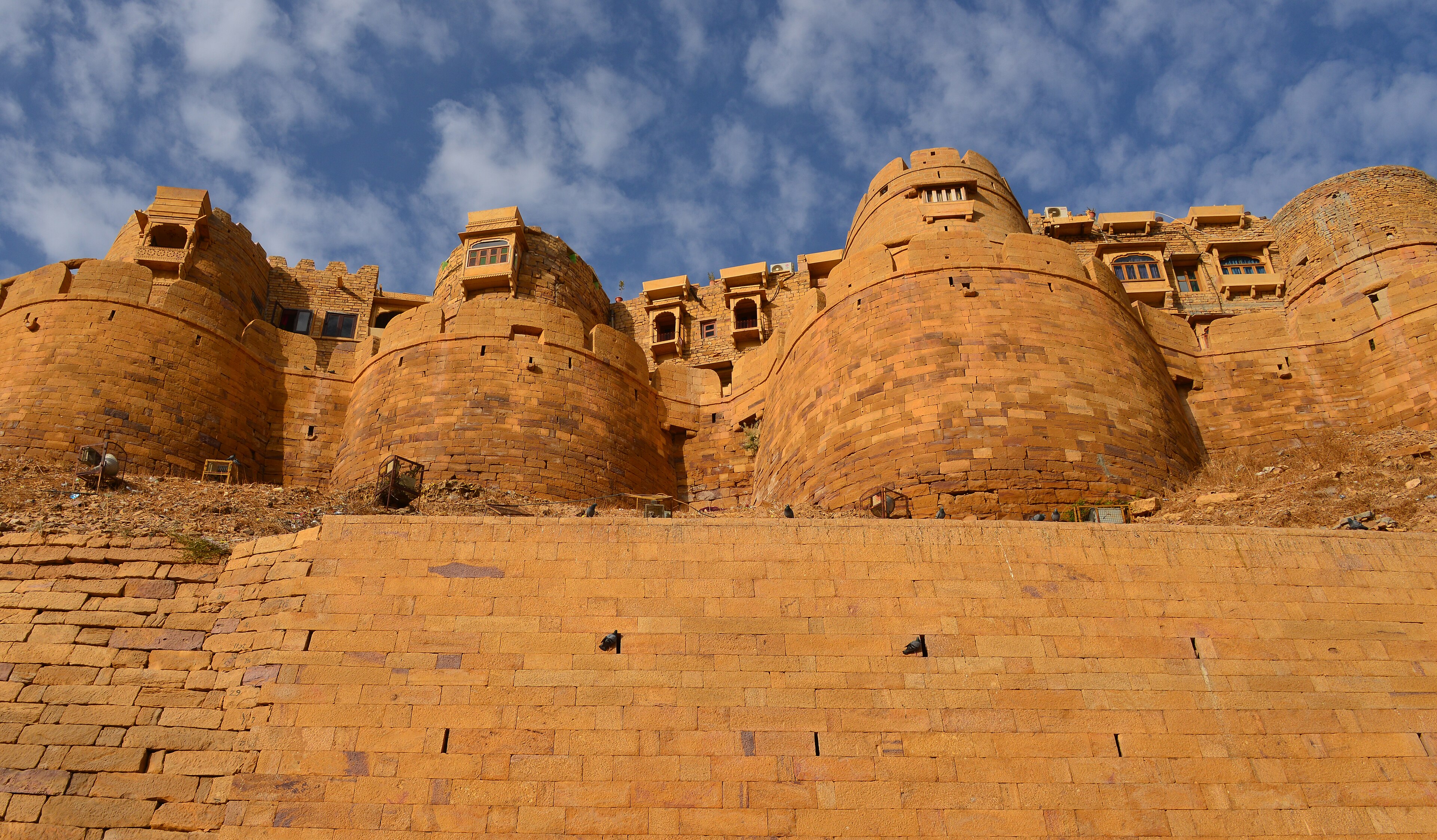 Golden sandstone ramparts of Jaisalmer Fort